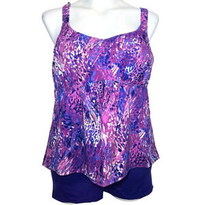 Kim Gravel x Swimsuits For All Fly Away Tankini & 5" Boy Short Size 12